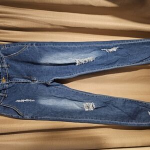 Distressed Blue Jeans